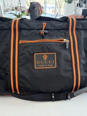 Gucci Black Duffel with Orange Trim